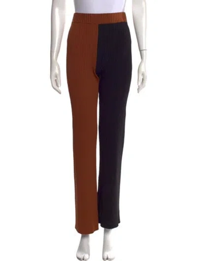 Pre-owned Staud Colorblock Pattern Straight Leg Pants In Black