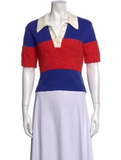 Pre-owned Staud Colorblock Pattern Sweater In Blue