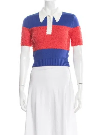 Pre-owned Staud Colorblock Pattern Sweater In Red