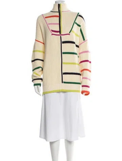 Pre-owned Staud Colorblock Pattern Turtleneck Sweater W/ Tags In Neutrals