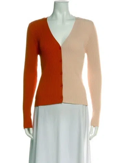 Pre-owned Staud Colorblock Pattern V-neck Button-up Top W/ Tags In Multi