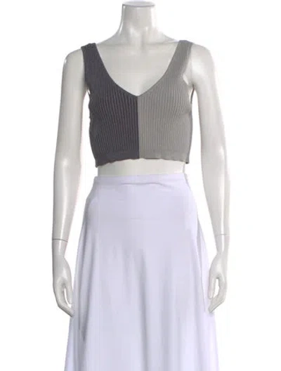 Pre-owned Staud Colorblock Pattern V-neck Crop Top W/ Tags In Multi