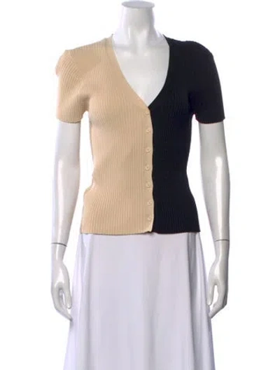 Pre-owned Staud Colorblock Pattern V-neck Sweater