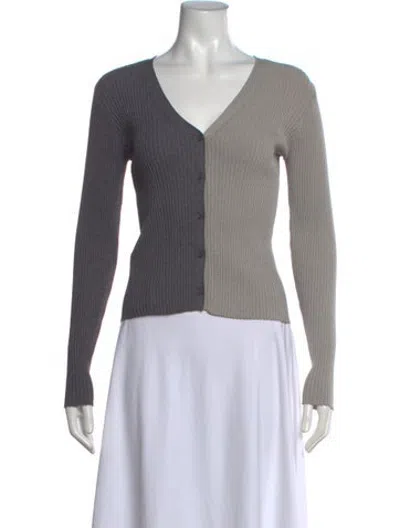 Pre-owned Staud Colorblock Pattern V-neck Sweater In Black/grey