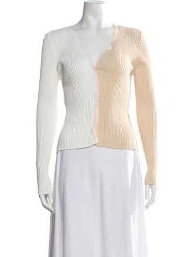 Pre-owned Staud Colorblock Pattern V-neck Sweater In Neutral