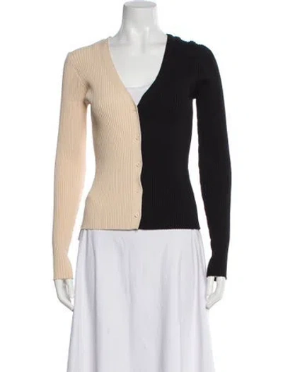 Pre-owned Staud Colorblock Pattern V-neck Top
