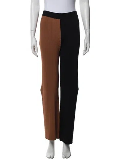 Pre-owned Staud Colorblock Pattern Wide Leg Pants In Black