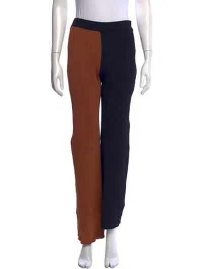 Pre-owned Staud Colorblock Pattern Wide Leg Pants In Black