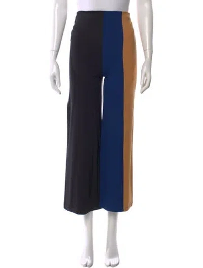 Pre-owned Staud Colorblock Pattern Wide Leg Pants In Black/blue