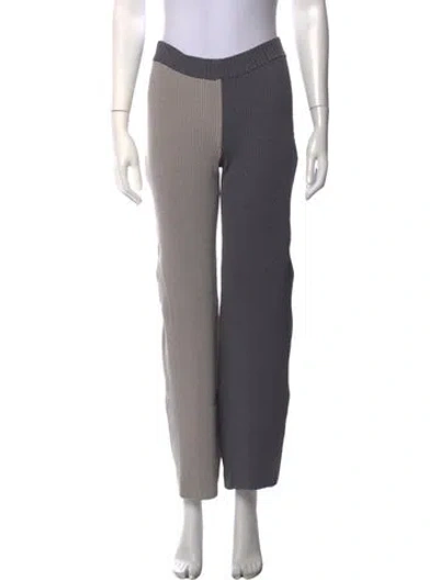 Pre-owned Staud Colorblock Pattern Wide Leg Pants In Grey