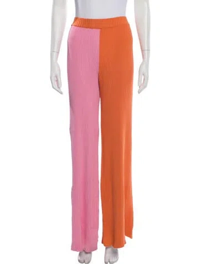 Pre-owned Staud Colorblock Pattern Wide Leg Pants In Pink