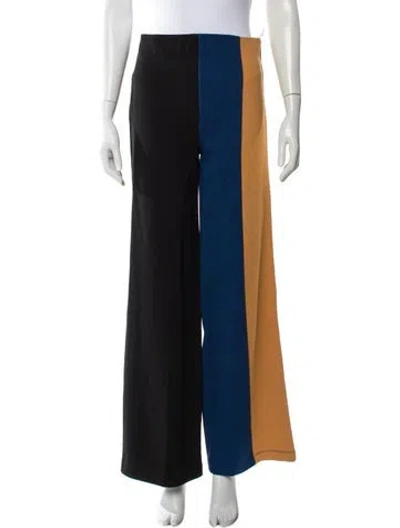 Pre-owned Staud Colorblock Pattern Wide Leg Pants W/ Tags In Blue