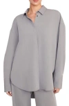 Staud Colton Oversize Shirt In Heather Grey