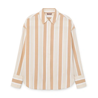 Staud Colton Shirt In Sand Stripe