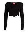 Staud Logo Jersey Crop Top With Dart Detailing In Black