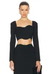 Staud Logo Jersey Crop Top With Dart Detailing In Black