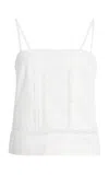 Staud Corinna Lace Detail Cotton Top In White