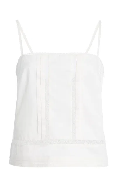 Staud Corinna Lace Detail Cotton Top In White