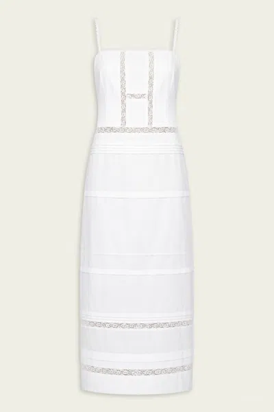 Staud Corinna Lace Detail Cotton Maxi Dress In White