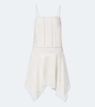 Staud Corinna Embroidered Cotton Voile Minidress In White