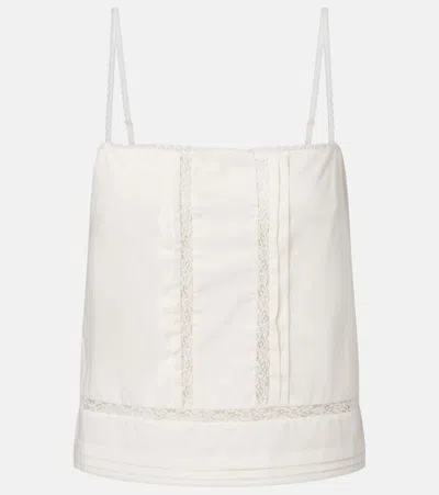 Staud Corinna Embroidered Cotton Voile Top In White
