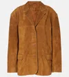 Staud Corrine Single-breasted Suede Jacket In Brown