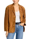 Staud Corrine Single-breasted Suede Jacket In Tan