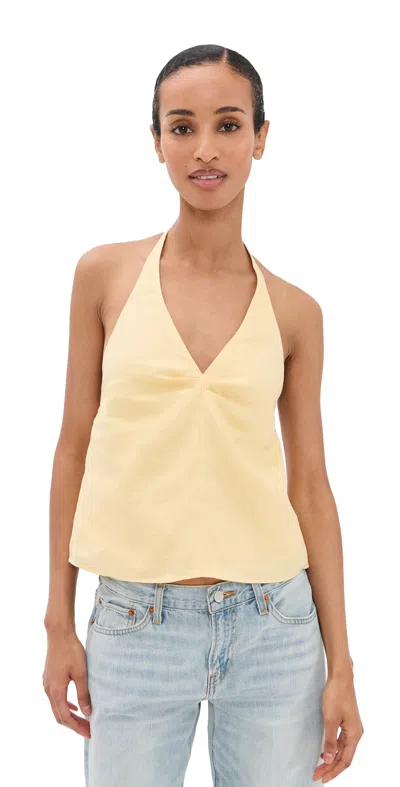 Staud Corso Linen Top Butter In Yellow