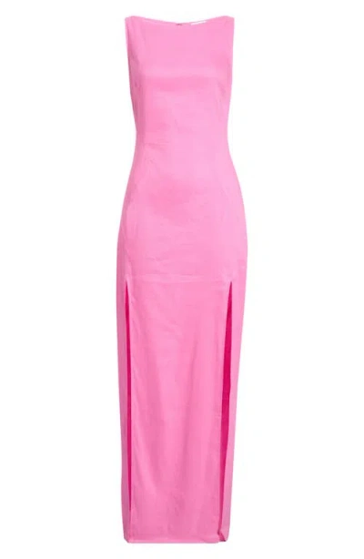 Staud Costa Linen Blend Maxi Dress In Pink
