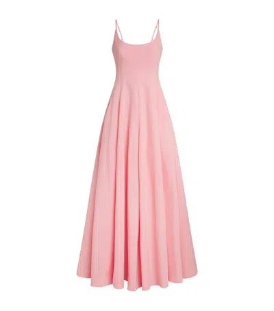 Staud Joy Pleated Cotton-blend Faille Maxi Dress In Pink
