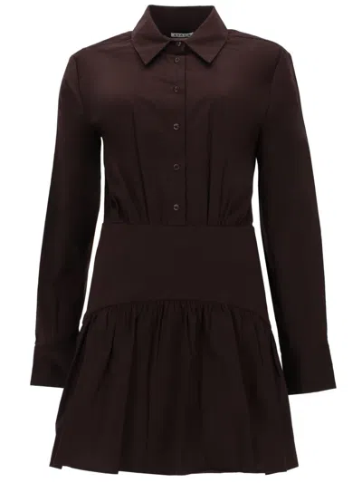 Staud Cotton Blend Mini Dress In Brown