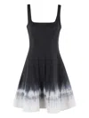 Staud Wells Mini Dress In Onyx Tie Dye In Black