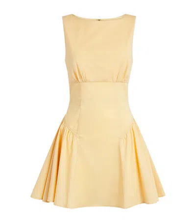 Staud Cotton Poplin Gwen Mini Dress In Yellow