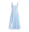 Staud Wells Paneled Striped Cotton-blend Poplin Midi Dress In Blue