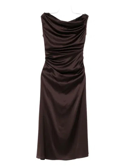 STAUD COWL-NECK DRAPED DRESS