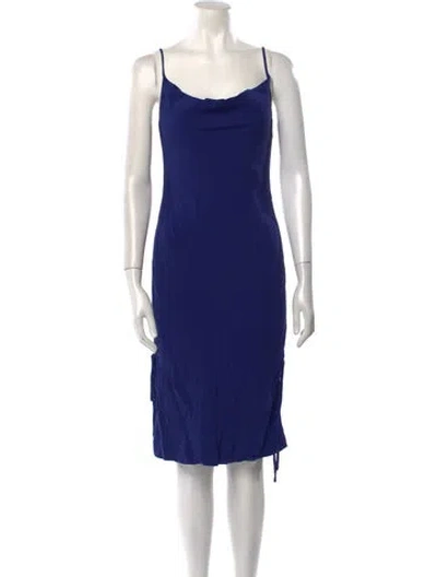 Pre-owned Staud Cowl Neck Knee-length Dress In Blue