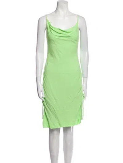 Pre-owned Staud Cowl Neck Knee-length Dress In Green