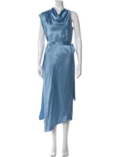 Pre-owned Staud Cowl Neck Long Dress In Blue