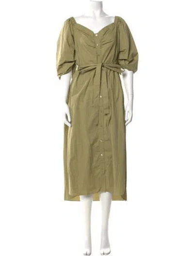 Pre-owned Staud Cowl Neck Long Dress In Green