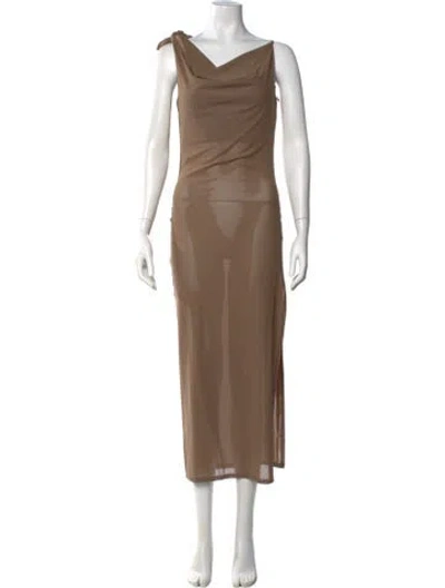 Pre-owned Staud Cowl Neck Long Dress In Neutral