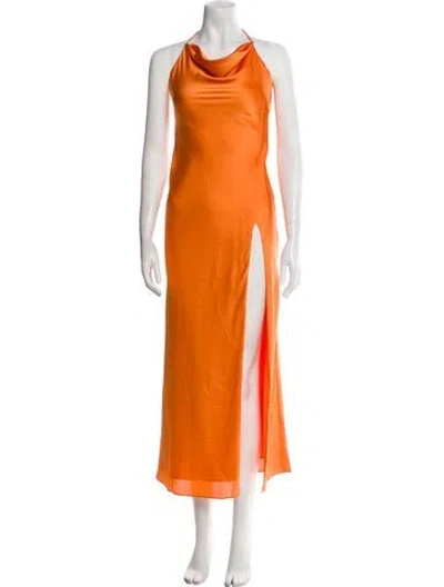 Pre-owned Staud Cowl Neck Long Dress In Orange