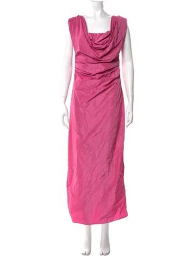 Pre-owned Staud Cowl Neck Long Dress In Pink