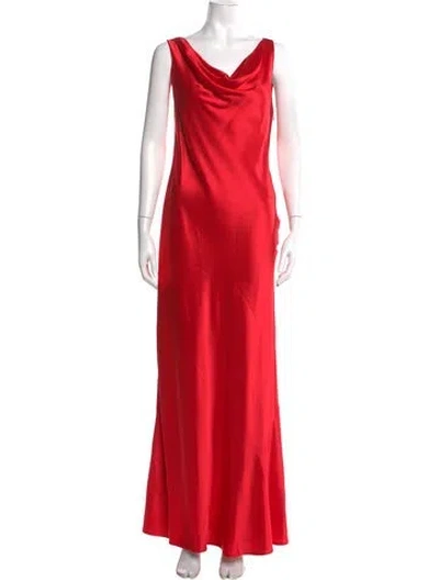 Pre-owned Staud Cowl Neck Long Dress In Red