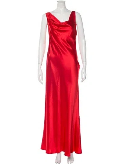 Pre-owned Staud Cowl Neck Long Dress In Red