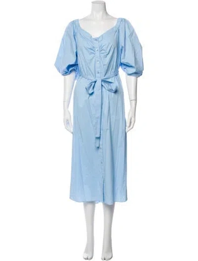 Pre-owned Staud Cowl Neck Long Dress W/ Tags In Blue