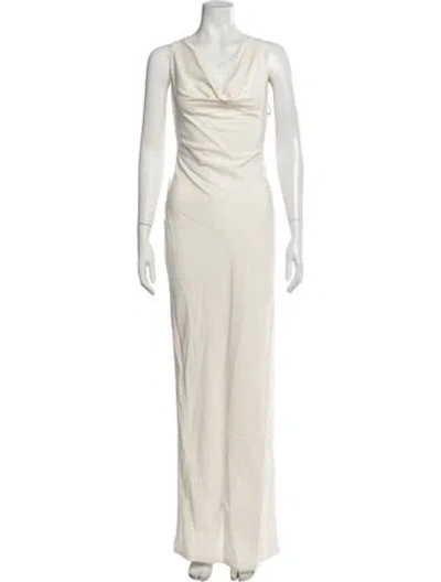 Pre-owned Staud Cowl Neck Long Dress W/ Tags In Neutral