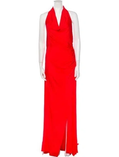 Pre-owned Staud Cowl Neck Long Dress W/ Tags In Orange