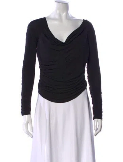 Pre-owned Staud Cowl Neck Long Sleeve Top In Black