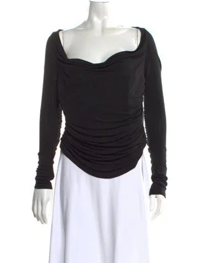 Pre-owned Staud Cowl Neck Long Sleeve Top W/ Tags In Black