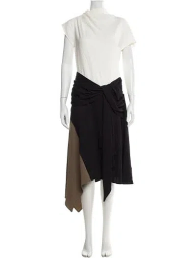 Pre-owned Staud Cowl Neck Midi Length Dress In Black